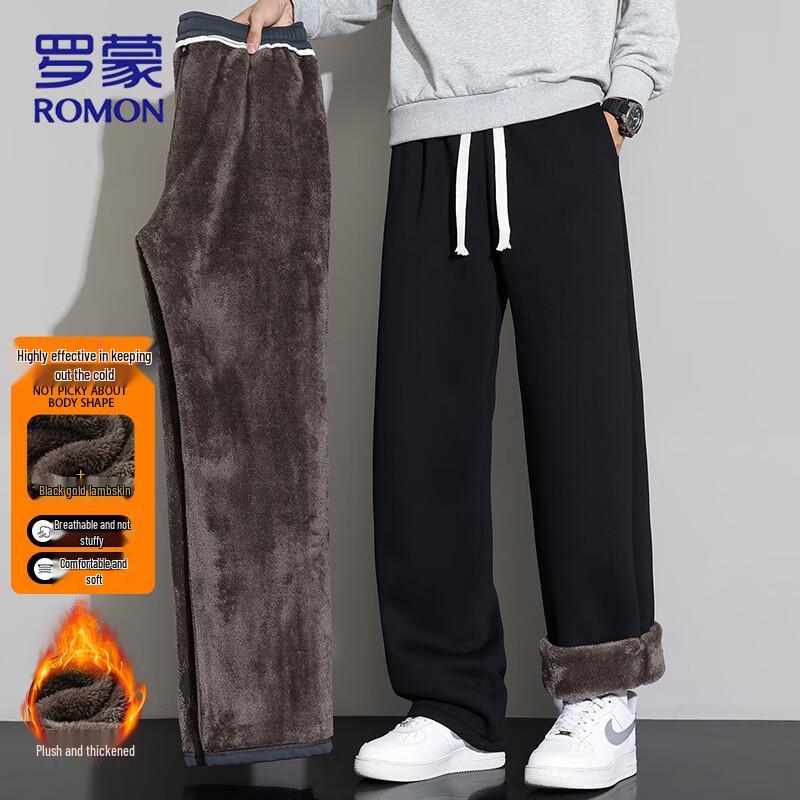 Romon Men's Warm Corduroy Fleece-Lined Casual Pants