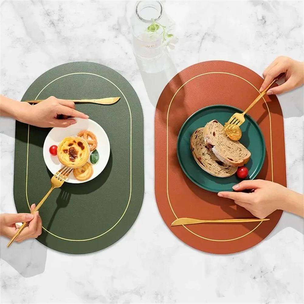 Oval heat-resistant placemats, double-sided design for all dining needs. Non-slip and heat-resistant table mats, available in mu
