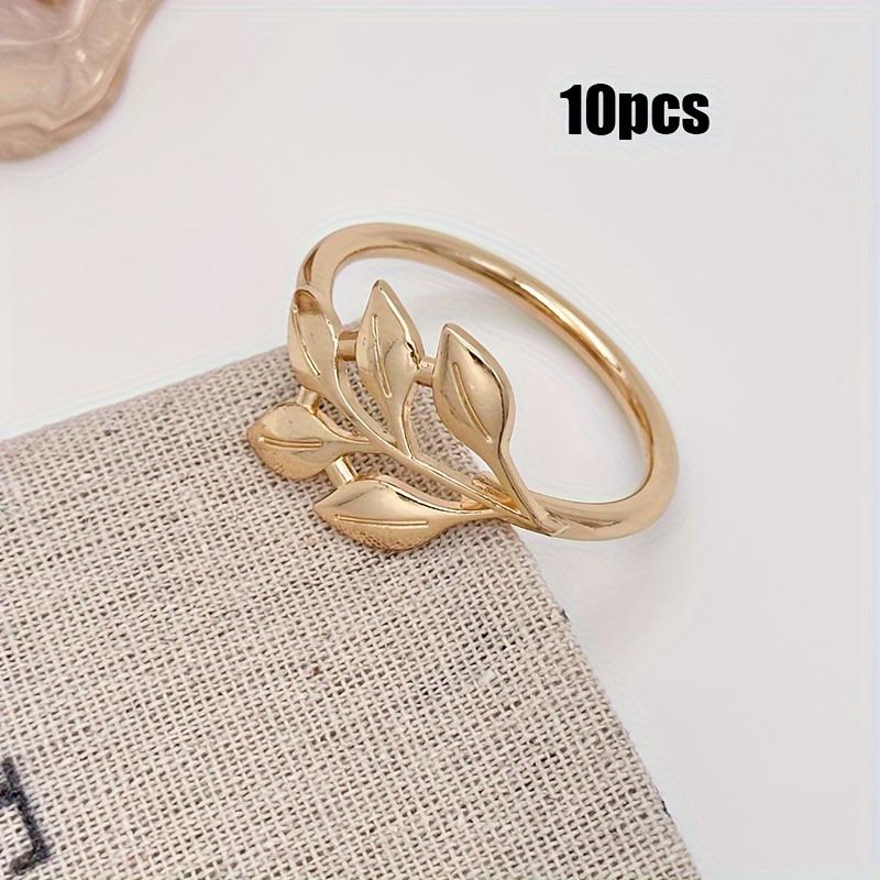 10pcs Alloy Maple Leaf Simple Napkin Ring, Napkin Buckle, Electrophoresis, Electroplating, High-end Western Restaurant Hotel Napkin Ring