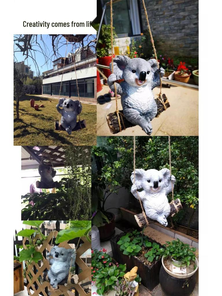 Resin Tree Hanging Animal Crafts: Koala Climbing, Panda on Swing