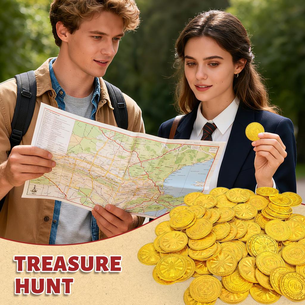 Byhoo 30 PCS Metal Toys DND Pirate Stress Relief with Velvet Drawstring Pouch for Board Treasure Adventure Themed Play Favor Coins, Coins, Tool,