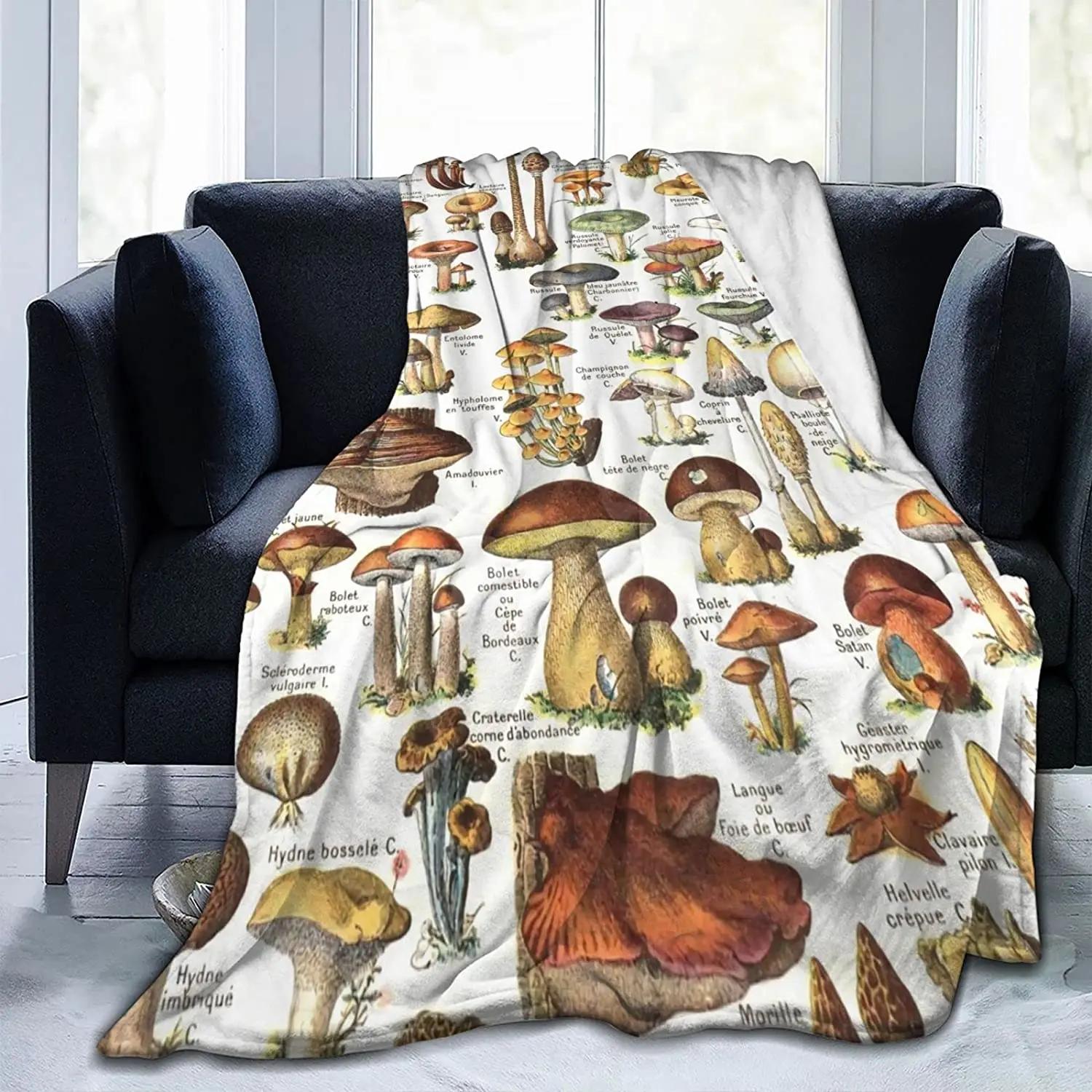 

Mushroom Art Fleece Throw Blanket No-Shedding Soft Warm Lightweight Fleece Blanket Perfect for Bed Sofa Couch Car 60x50 Inch 75x90cm