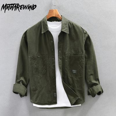 Nice Quality Long Sleeve Shirts for Men American Retro Style Cargo Loose Shirt Spring and Autumn Casual Pure Cotton Thicken Shirt Fashion Overshirt