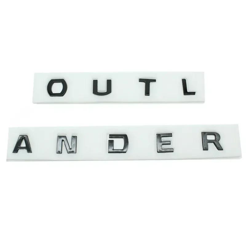 Für Mitsubishi 13-19 Outlander Buchstaben Motorhauben-Emblem Front-Hauben-Emblem 3D ABS Aufkleber Chrom Schwarz Auto Styling Zubehör