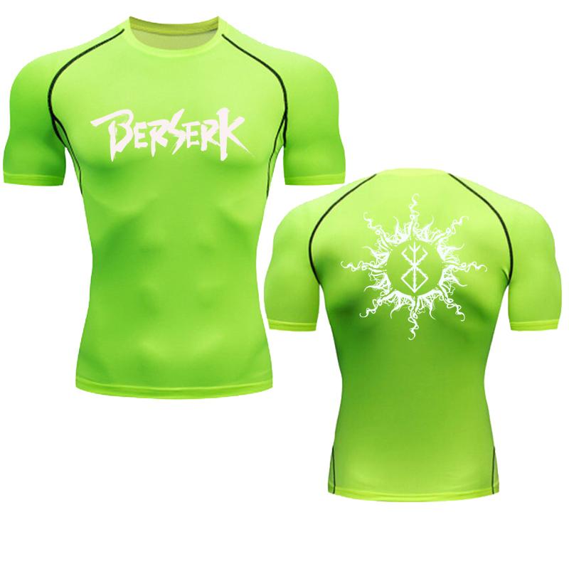 Men Sport T-shirt Quick Dry Bodybuilding Running Shirt Compression Top Gym Fitness Stretchy Sweat Absorbing Tight Fit Fitness Moisture-Wicking Tight