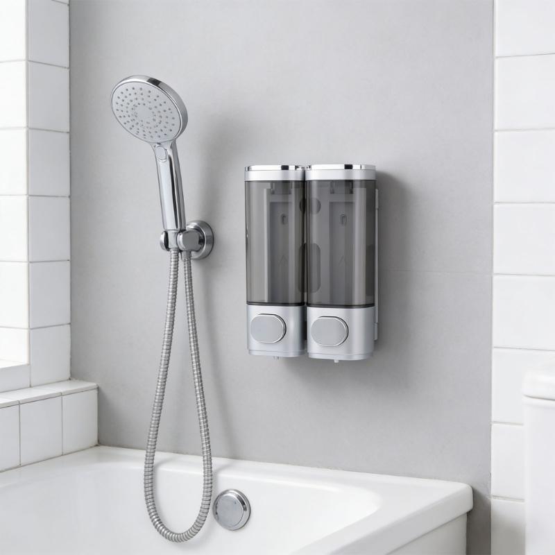 Pack Of 2 Wall Mounted Easy Arrange Soap Dispenser With 600ml Capacity For Shampoo And Cream In Bathroom