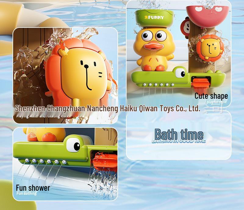 Yellow Duck Bath Toy Set with Water Spray & Suction Spinner