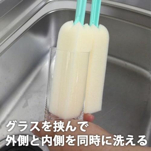 [Online Exclusive] [Set of 2] Azuma Kogyo Gosh Cup Clean Large G Green Dish Sponge, Cleans Both Sides by Clamping, for Mugs, Tumblers, and Dishes, App