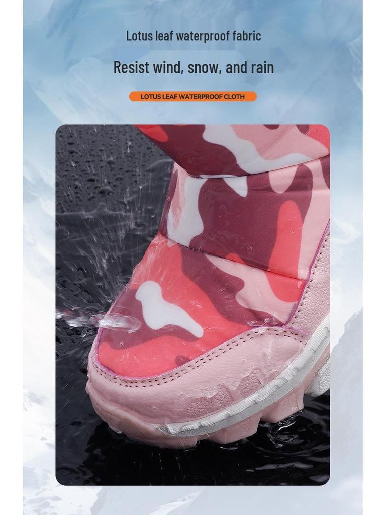 Babudou Jungen 2025 Winter Fleecegefütterte Baumwoll-Schneestiefel - Wasserdicht, Kältefest, Nordost-Stil für Kinder