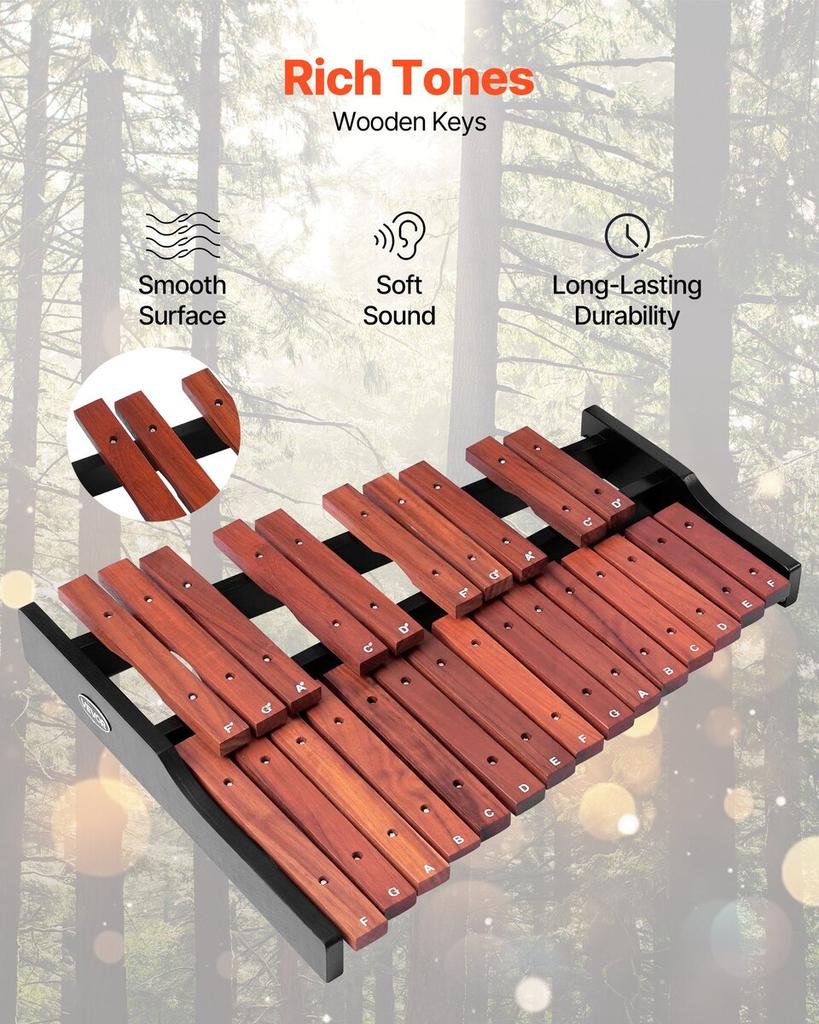Glockenspiel Xylophone, 25 Notes, Wooden Professional Xylophone Percussion Instrument, with 4 Mallets, Carrying Bag, Beginner Glockenspiel Musical