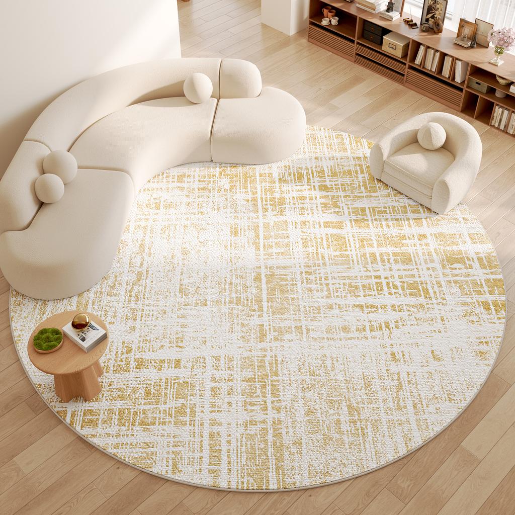 Light Luxury Living Room Decoration Round Carpet Thicken Plush Rugs for Bedroom Home Fluffy Soft Rug Anti-slip Bedside Floor Mat