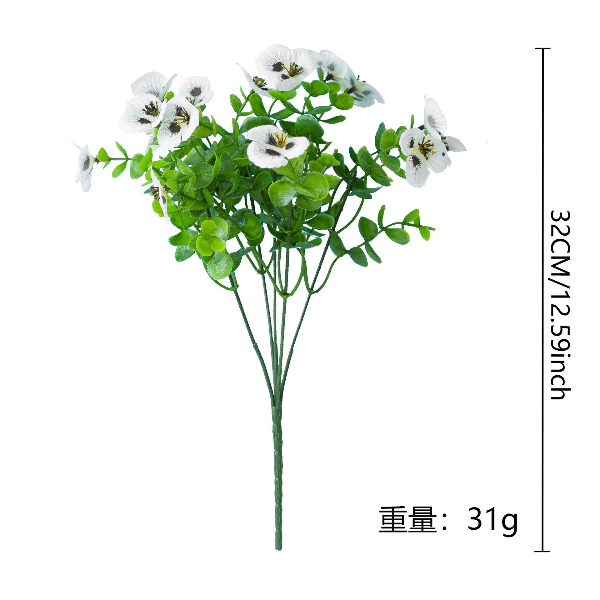 1 пучок выглядит как настоящие искусственные цветы для улицы, реалистичные поддельные уличные цветы, устойчивые к УФ-излучению шелковые цветы анютины глазки для улицы, искусственные цветочные растения