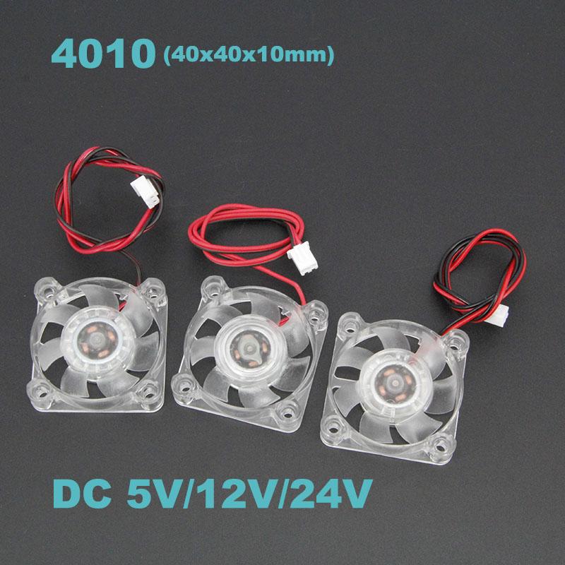 4010 40x40x10mm 4cm Hydraulic Bearing 2pin DC 5v 12v 24v Cooling Brushless Fan Transparent white LED light Emitting