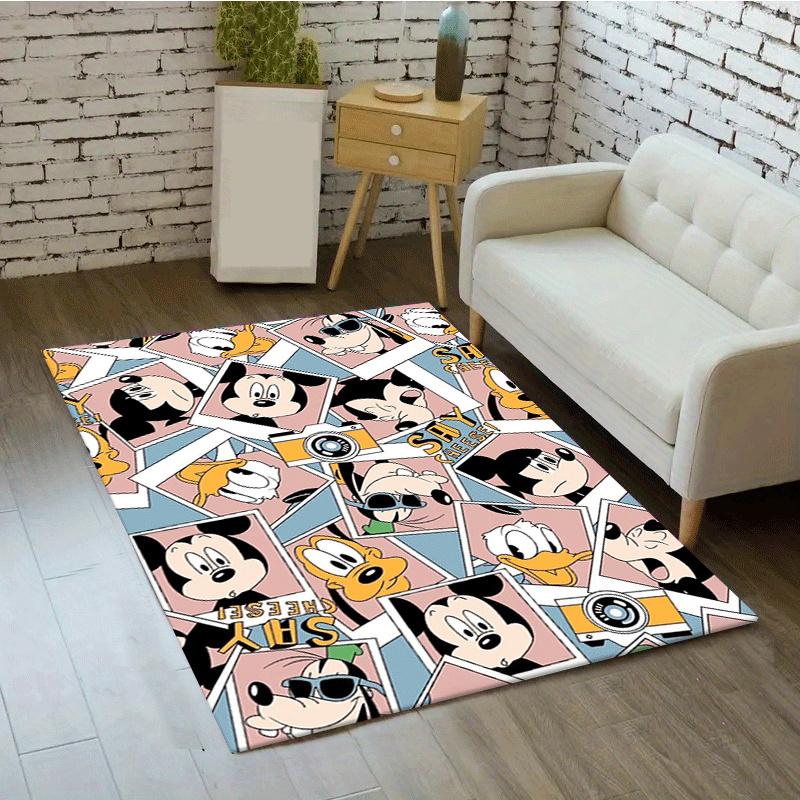 1pc Mickey Pattern Area Rug Soft Flannel Floor Mat for Living Room,Office,Bedroom and Carpet,Sofa Coffee Table Floor Mat