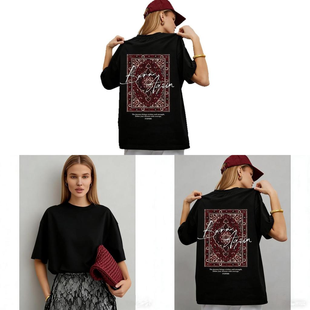 Cotton T Shirt For Women With Letter Print Stylish Oversize Casual Summer Wear