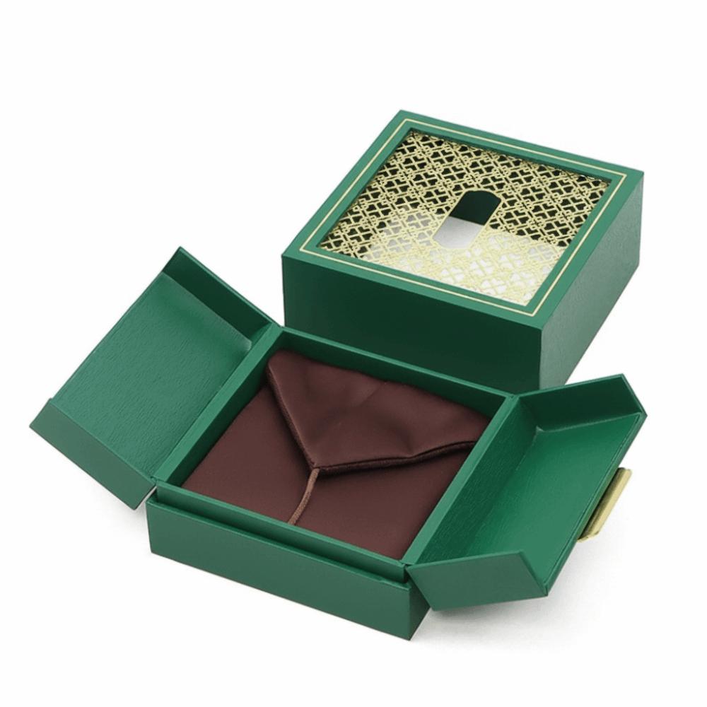 Hollow Out Gold Jewelry Box Double Open Bracelet Storage Case  Gift Packaging зелёный