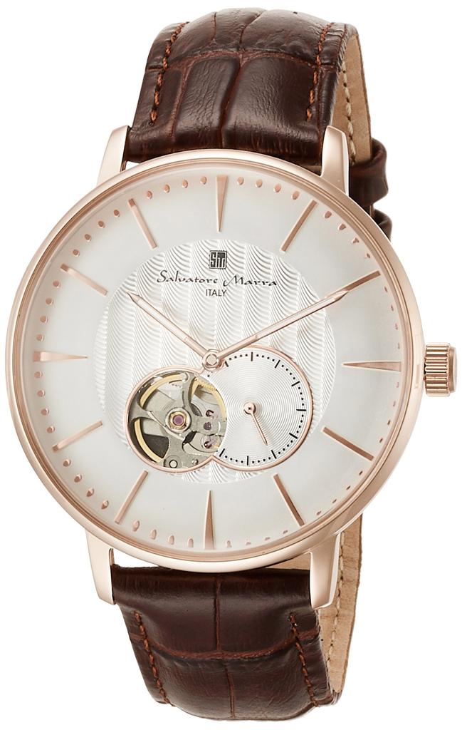 Pánské automatické hodinky s kupolovitým sklem, originální dovoz, hnědé [Salvatore Mara] SM17114-PGWH