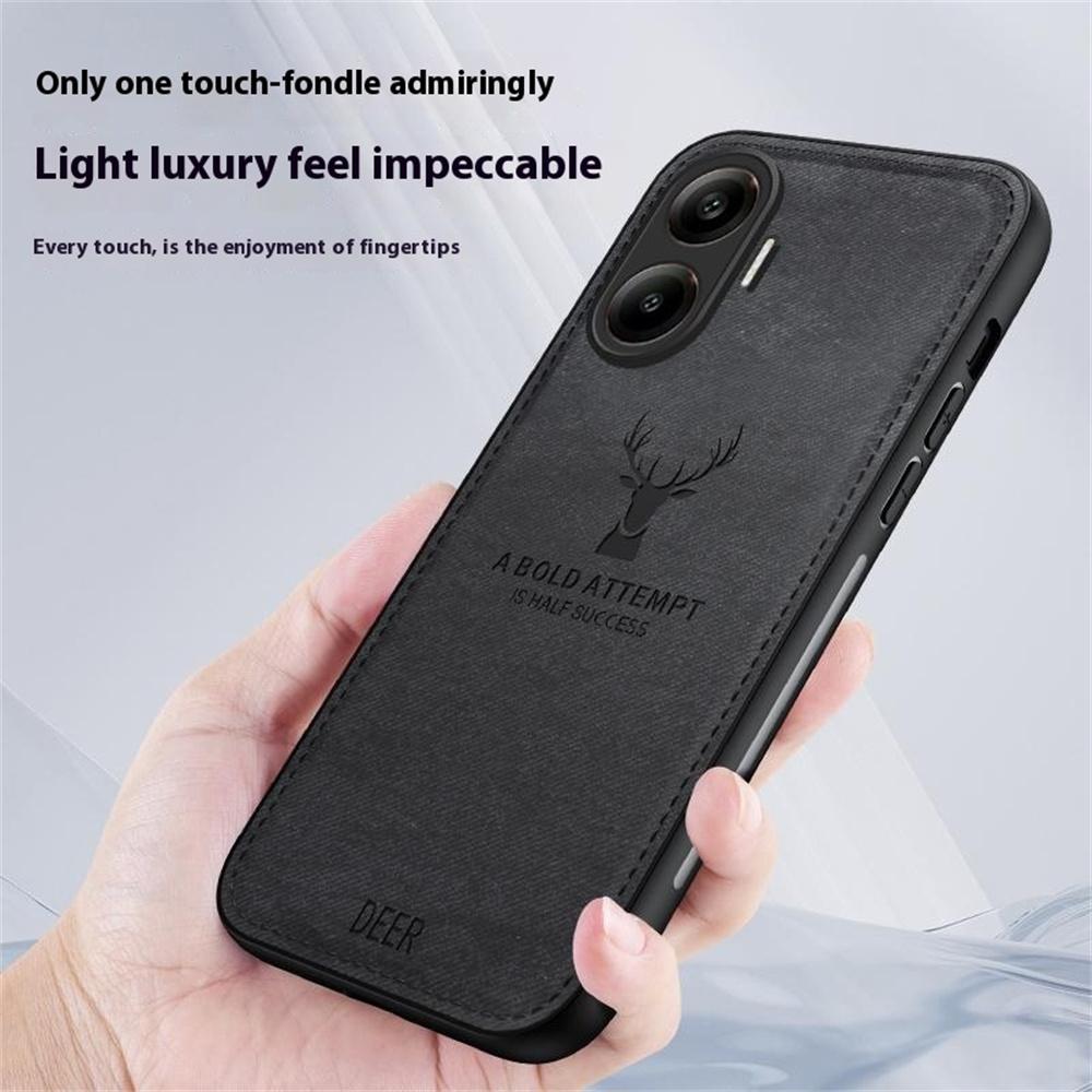 Pro Xiaomi Poco F7 5G/Redmi Turbo 4 Pro 5G Pouzdro Vzor Jelen Látková Textura PU+PC+TPU Kryt na Telefon