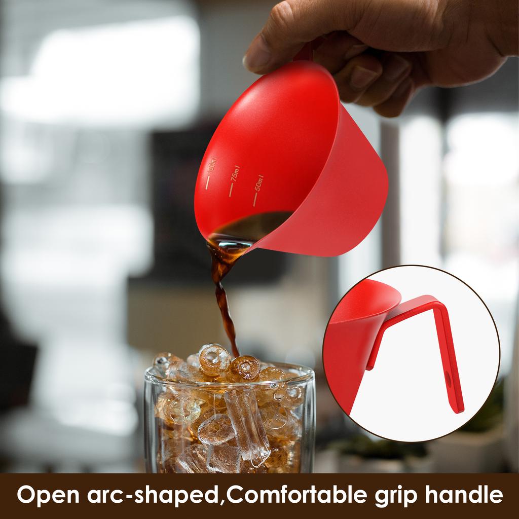 2Pcs Coffee Measuring Cup 304 Stainless Steel Espresso Pouring Cup with 50/ 75/ 100ml Marks Barista Accessories Pouring Cup