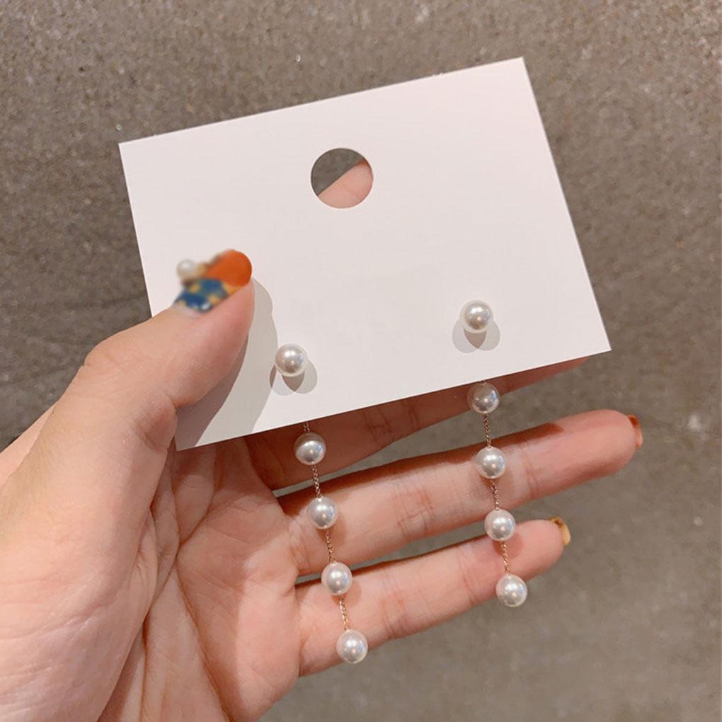 1 Pair Pearl Earrings Long Chain Women Teens Stud Ear Rings Anniversary Female Jewelry Daughter Personalized Gift Accessories