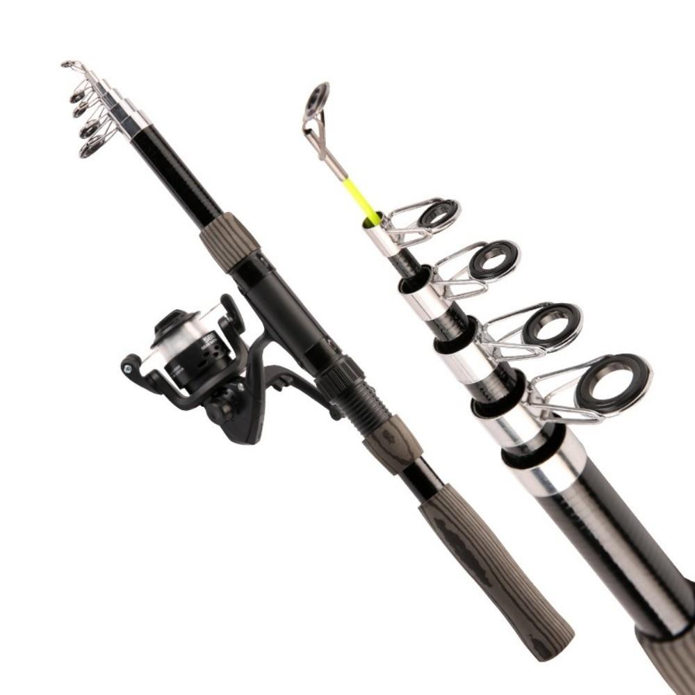 Fiberglass Material Fishing Rod 1.8m 2.1m Length Spinning Reel Spinning Reel Kit Telescopic Design Telescopic Pole Set