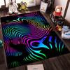 Psychedelic Rainbow Line Art Carpet with Black Background Design Suitable for use as an anti-slip for living room bedroom sofas