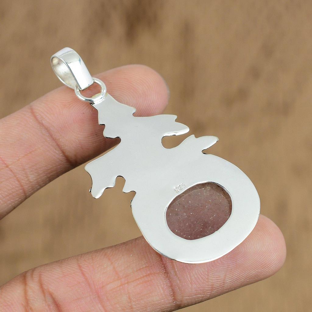 Naturalny Kamień Słoneczny Kamień Szlachetny Indyjska Biżuteria Srebro Próby 925 Wisiorek Dla Kobiet