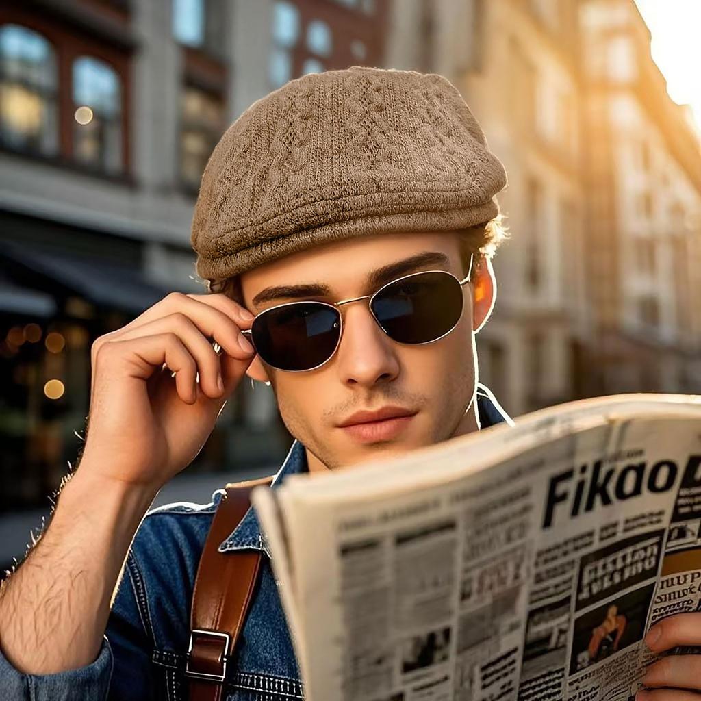 Croogo Newsboy Knit Hunting Basic Cold Weather Beret Cap, Hat, Simple, Style, Women's (Gray)
