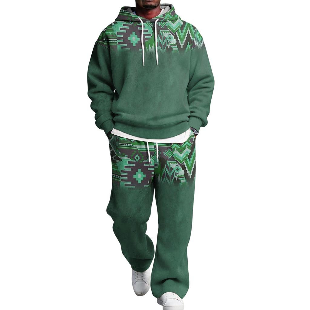 Completo con Felpa e Pantaloni da Tuta da Uomo con Vita Elastica, Outfit Casual Due Pezzi