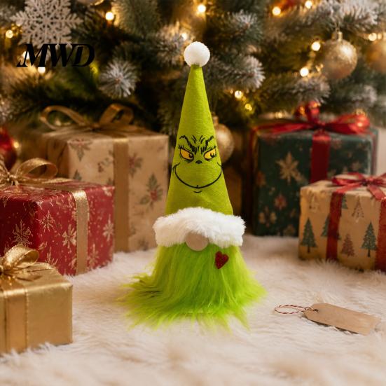 Festive Party Hanging Ornaments Christmas Tree Green Haired Plush Ornament, Stuffed Animal Doll Dwarf Living Room Ornament Figurine, Supplies