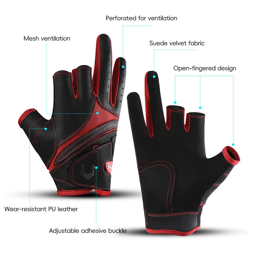1Pair Half Finger Outdoor Professional Fishing Bicycle Fitness Leisure Sports Gloves Anti Slip Wear Resistant Fishing Gloves