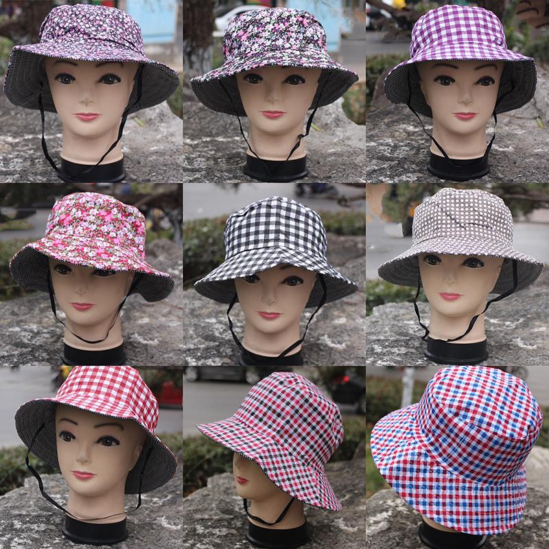 Retro Plaid Bucket Hat Women'S Sweet Lace Up Fishing Hat Summer Sun Protection And Uv Protection Hat