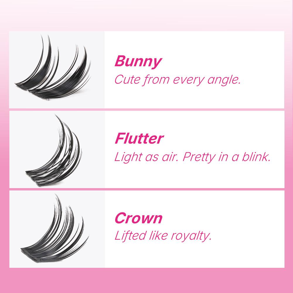 veyesbeauty Mini Pacote de Cílios em Aglomerado - Coelho/ Flutter/ Coroa