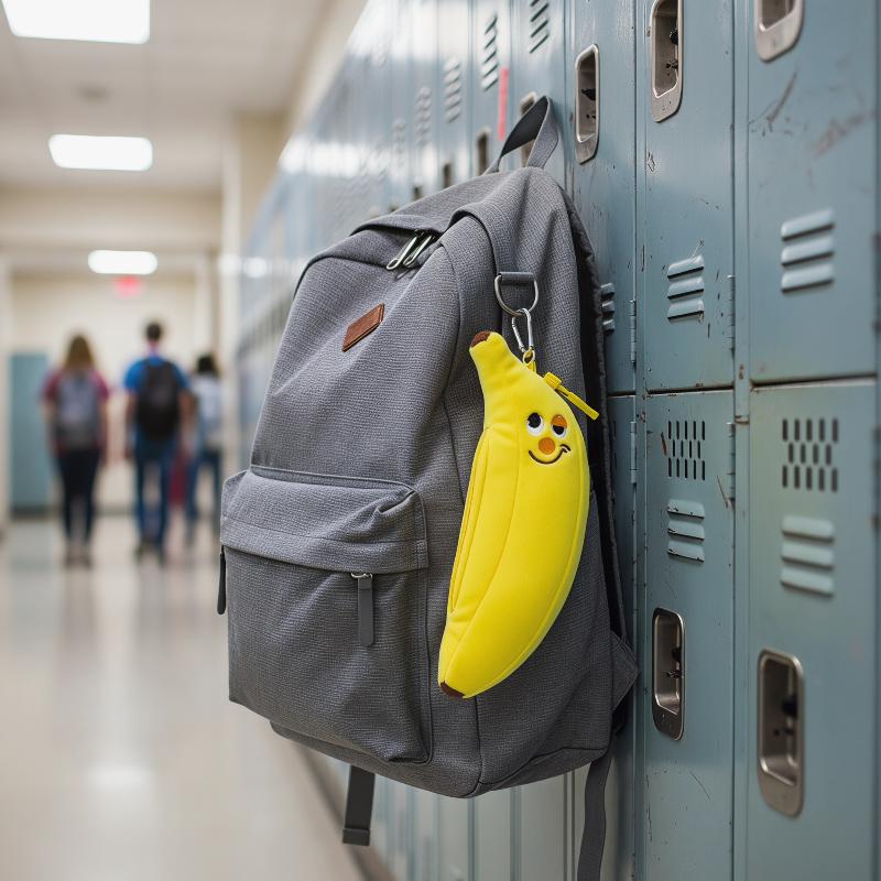 Sød Plys Banan Blyantstaske Kawaii Tegneserie Bananformet Pung Med Nøglering Til Opbevaring Af Skrivesager Og Taskepynt