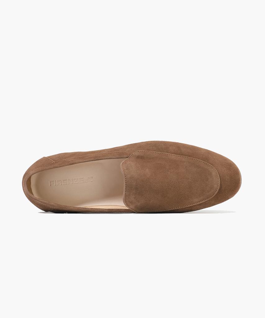 Firenze Atelier Flat Round-Toe Suede Minimalist Loafers 8200-Qs [Mid Brown]