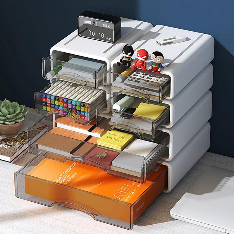 Plastic Box Desktop Organizer Drawer Makeup Storage Box Stackable Jewelry Container Office Finishing Organizer Box