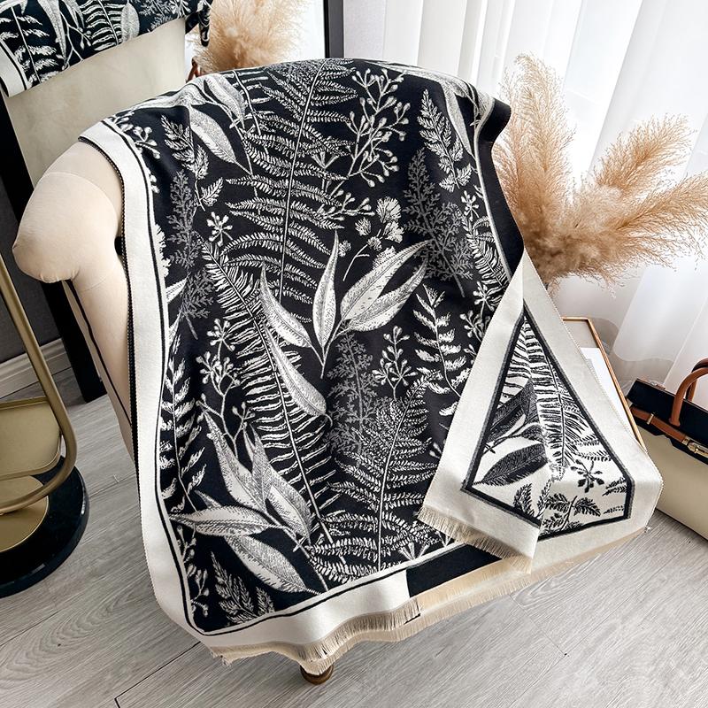 

New Women Winter Luxury Brand Cashmere Plant Pattern Scarf Thick and Warm Long Shawl Bandana Pashmina Muffler Blanket Bufanda