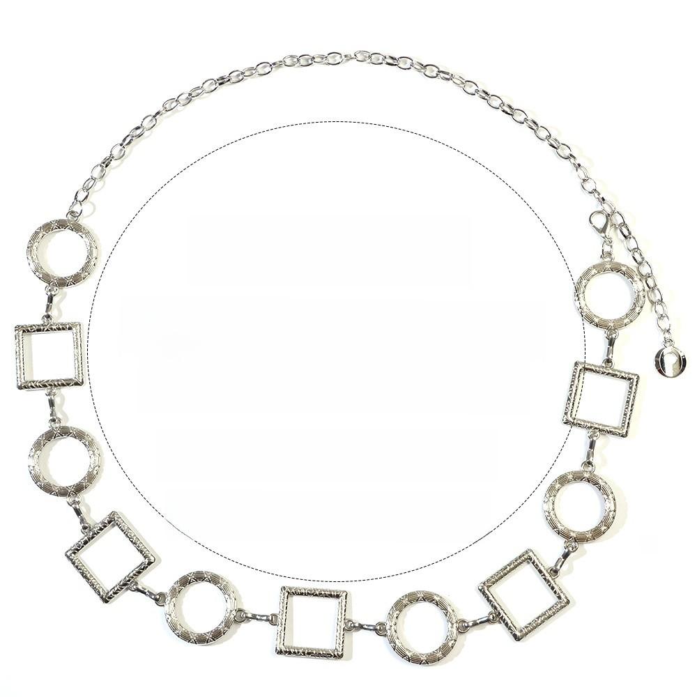 Modern Metallic Waist Chain With Geometric Patches For Women Summer Fashion Accessories