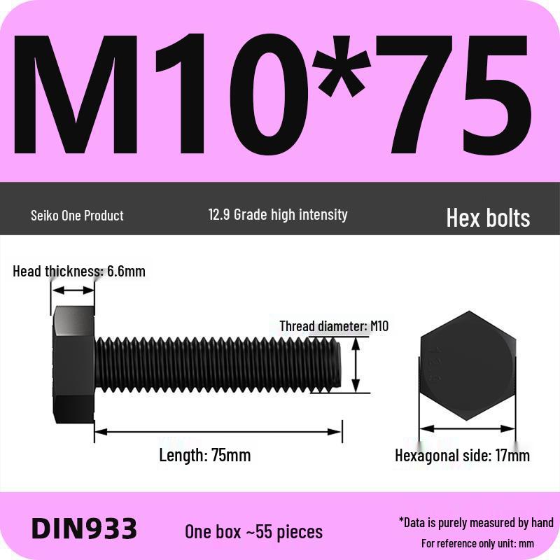 High Strength Class 12.9 Hex Bolt Set: M4-M16 Sizes