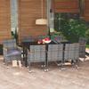 9pcs Cushions Garden Dining Set Woven Resin