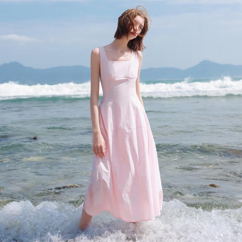 Sancai French Square Neck A-line Sleeveless Dress