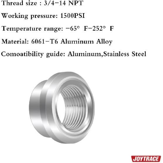 3/4 NPT Female Threaded Stepped Weld on Bung Fitting Aluminum 2PCS