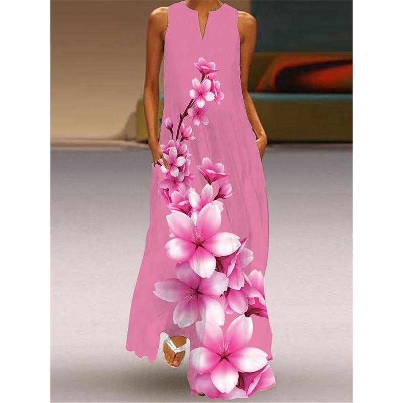 New Sleeveless Dress Summer Long Pear Shapes Belly Covering Silm Slim Looking Yes, Elegant V-neck Dress