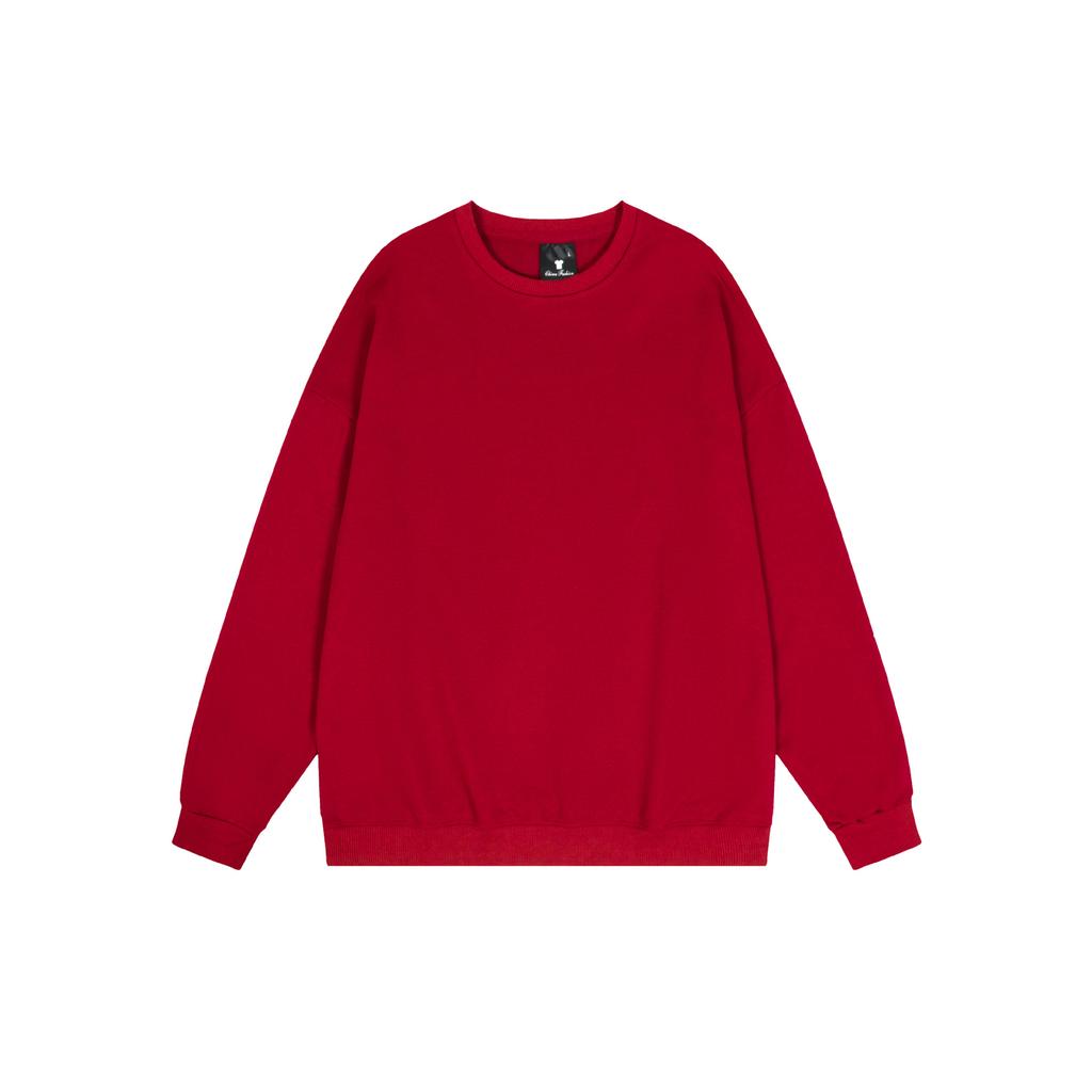Basic Solid Color Fashionable Crew Neck Twill Sweatshirt Luxurious Relaxed-fit Versatile Unisex Long Sleeve Basic Streetwear Sweatshirt