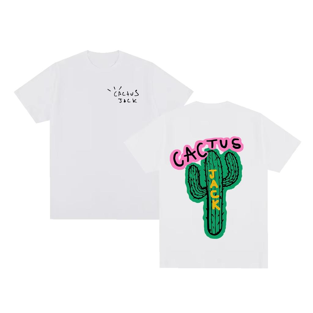 Pink Logo Cactus Street Trendy Brand Tshirt Cotton Graphic Tee Unisex Unisex Summer Streetwear