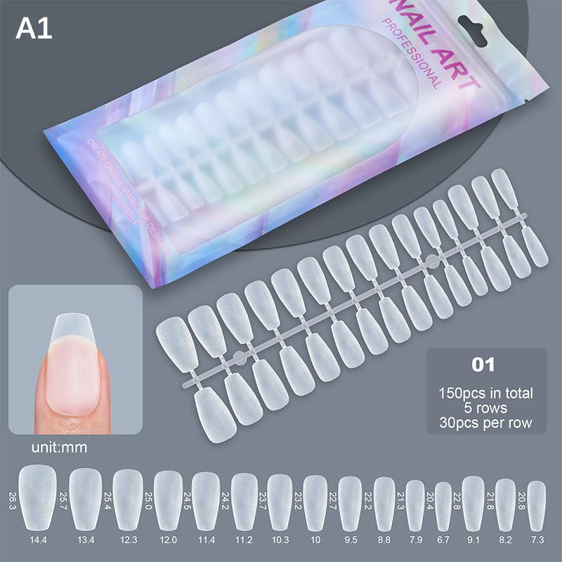 Short Matte False Nails Full Cover Coffin Square Almond Press On False Nails Soft Gel Nail Tips, Manicure Extension Tools 150Pcs