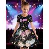 Girl's Purple Flower Unicorn Print T-shirt Dress, A Shiny Casual Dress for Children's Animal Lovers, Suitable for Birthday Gifts