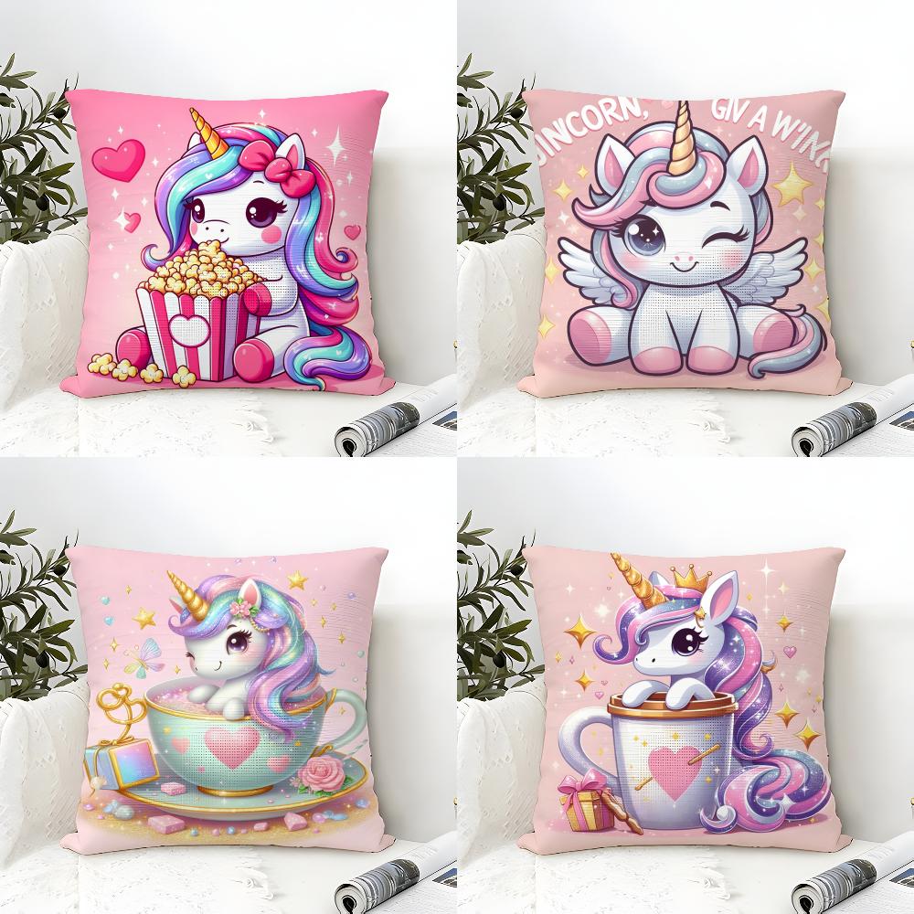 Cute Cartoon Unicorn Pillow Case Linen Cushion Covers For Decorative Sofa Home Pillows Case Car Chair Pillows Cases