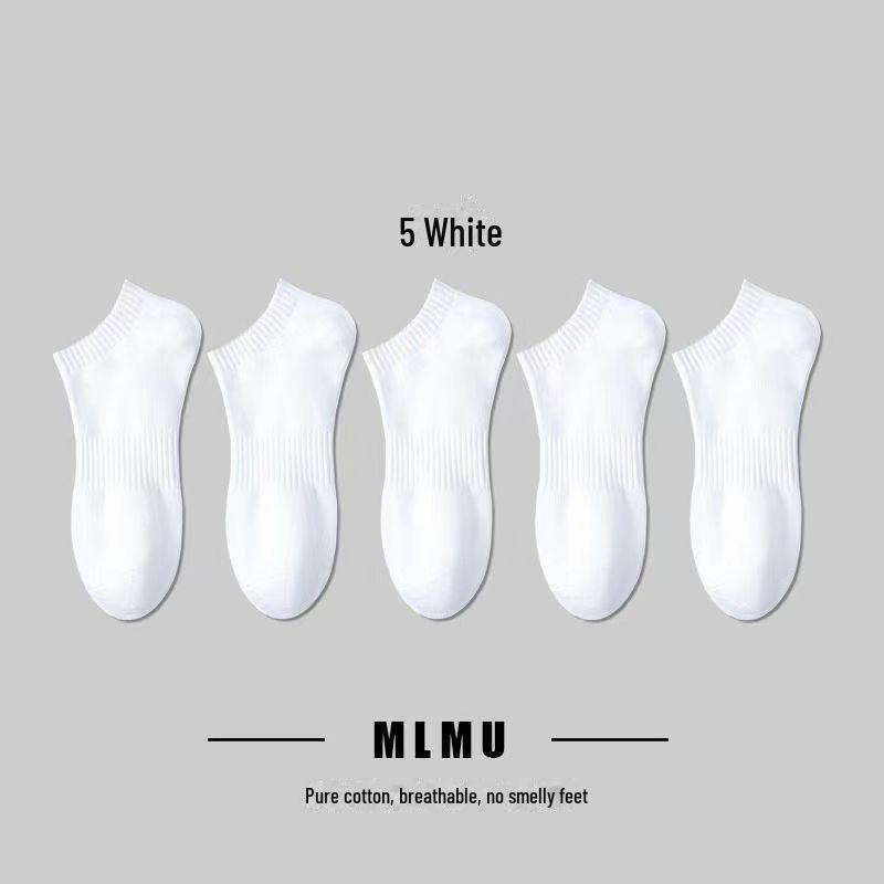 Men's Minimalist Black & White Low-Cut Socks - Spring/Autumn