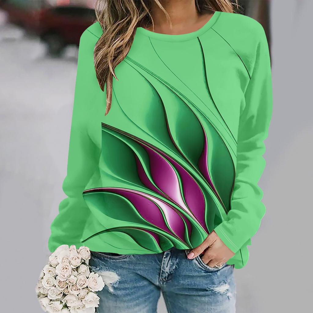 Autumn and Winter New Fashion Round Neck Long Sleeve Printed Elegant Casual Loose Hoodie